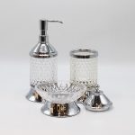 جامایع و مسواک کریستال دفنه بانیو رنگ نقره ای