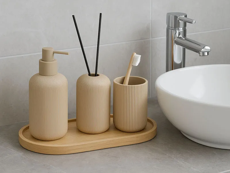 خرید ست سرویس بهداشتی شامل جا مسواک، جا مایع و جا عودی